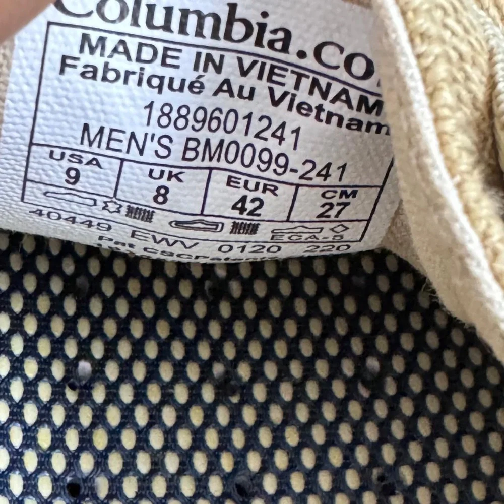 Columbia Men’s Tan Boat Shoes with Canvas‎ Upper Size 9
